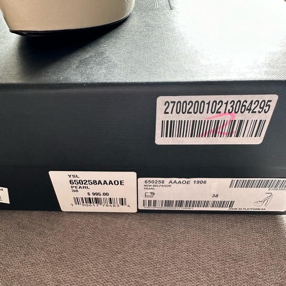 SAINT LAURENT 2022 PLATFORM OPEN TOE HEELS- PEARL - Picture 4 of 5